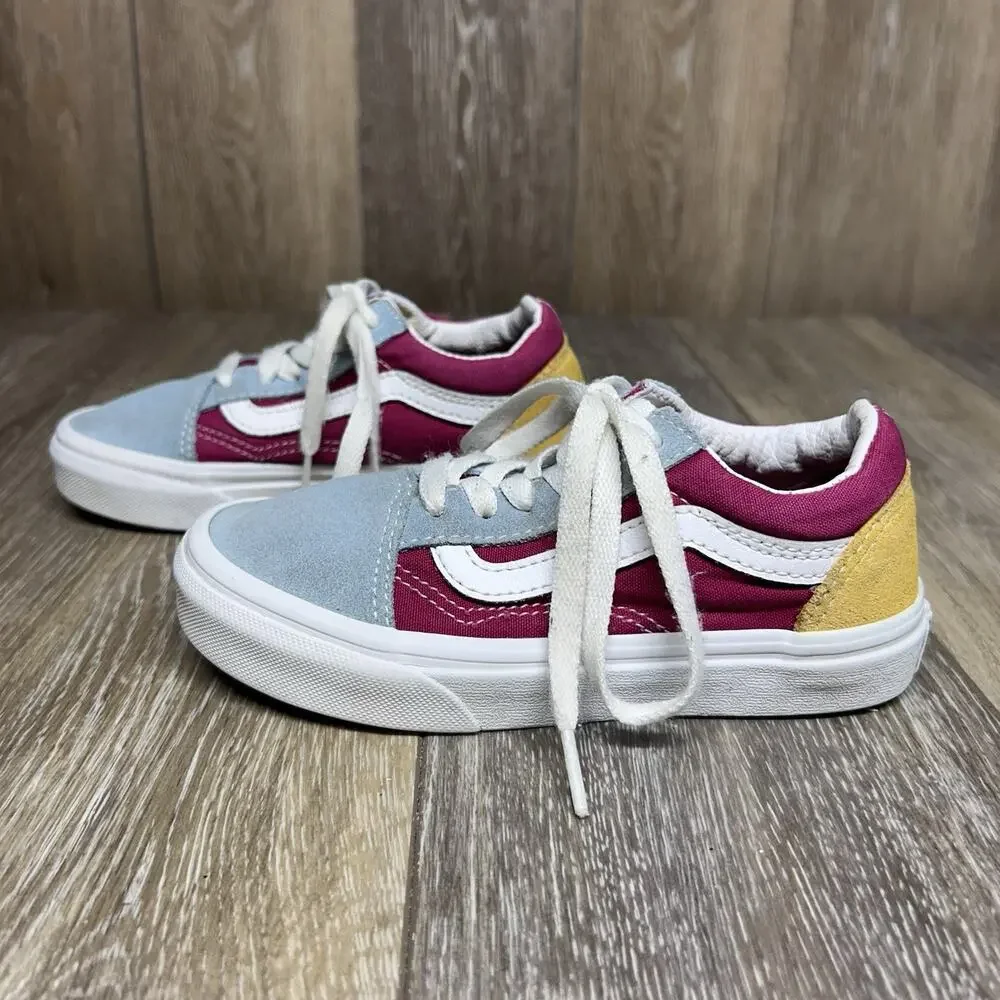 Vans Authentic Kids Youth Size 13 Blue Pink Yellow Low Top Skater Sneaker Shoes